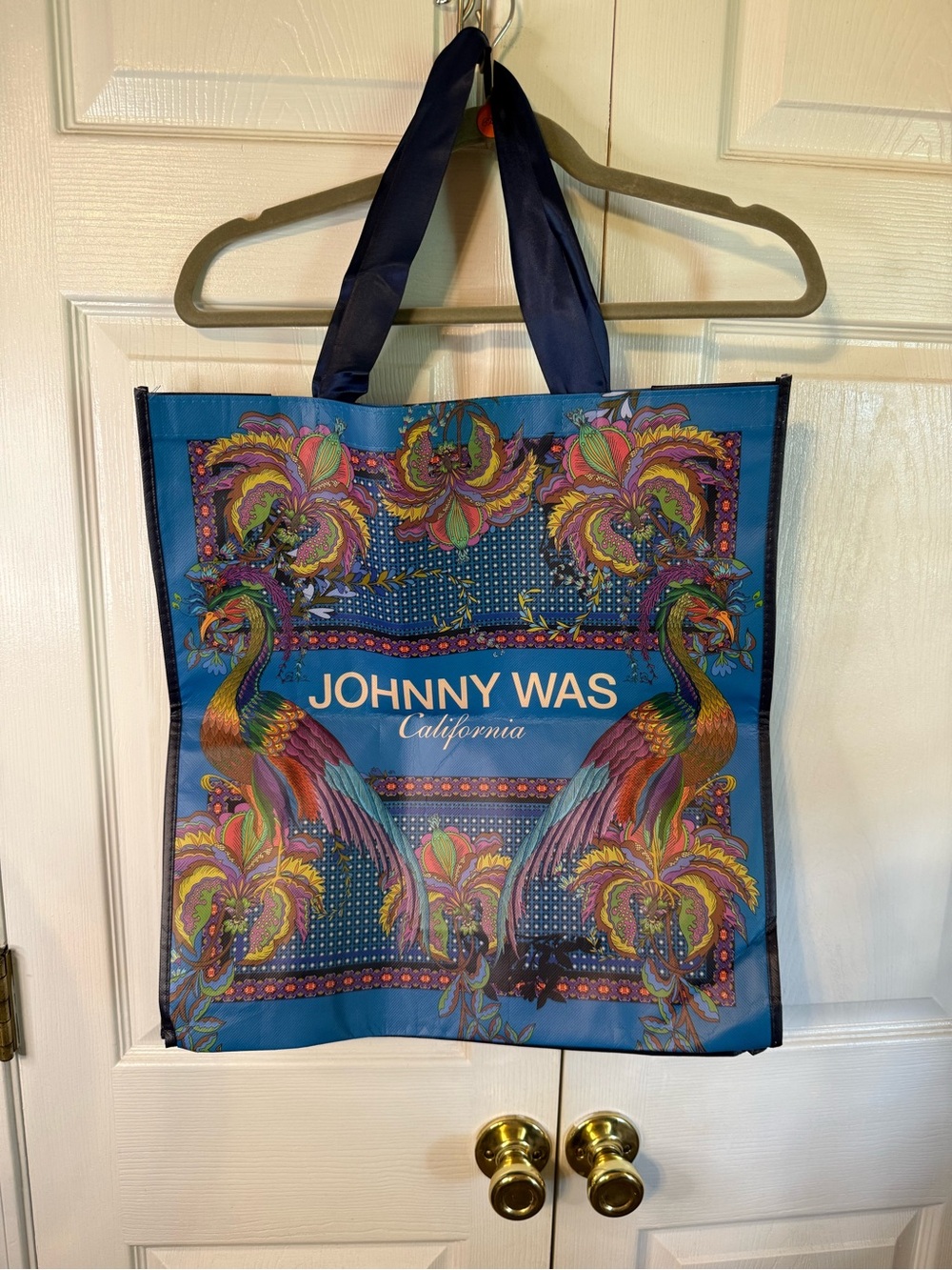 Johnny Was Teal Floral Peacock Tote